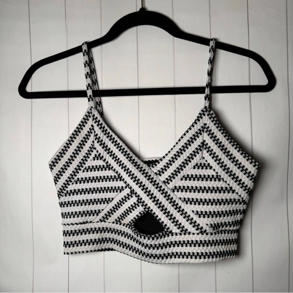 CLOCKHOUSE NIGHT Striped Bralette Cropped Tank Top Evening Club Party Top P (XS)